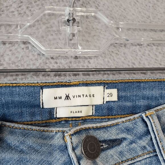 MM Vintage Women's Flare Raw Hem Embroidered Rocket Ship Sun Rainbow Jeans 29 - Picture 5 of 11